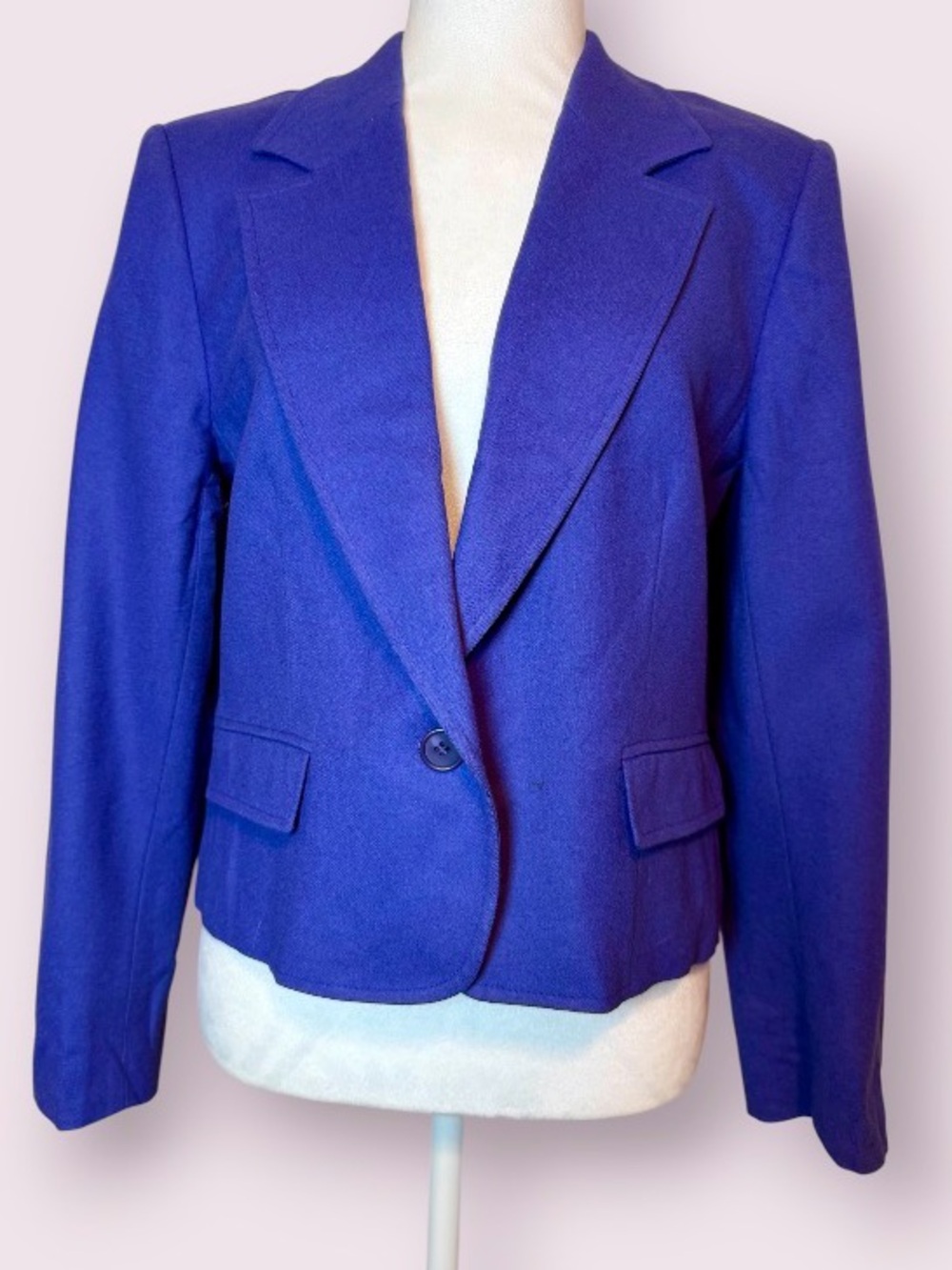 Vintage 80’s 90’s Pendleton Wool Cropped Blazer Royal Blue Petite 14